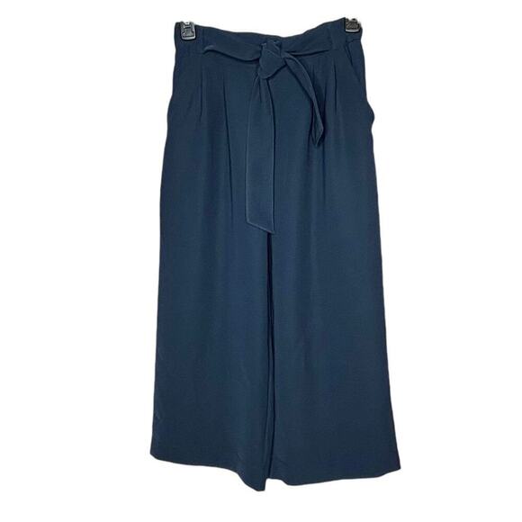 Lululemon Noir Cropped Navy Blue Tie Waist Wide Leg High Rise Size 4 - Picture 1 of 7